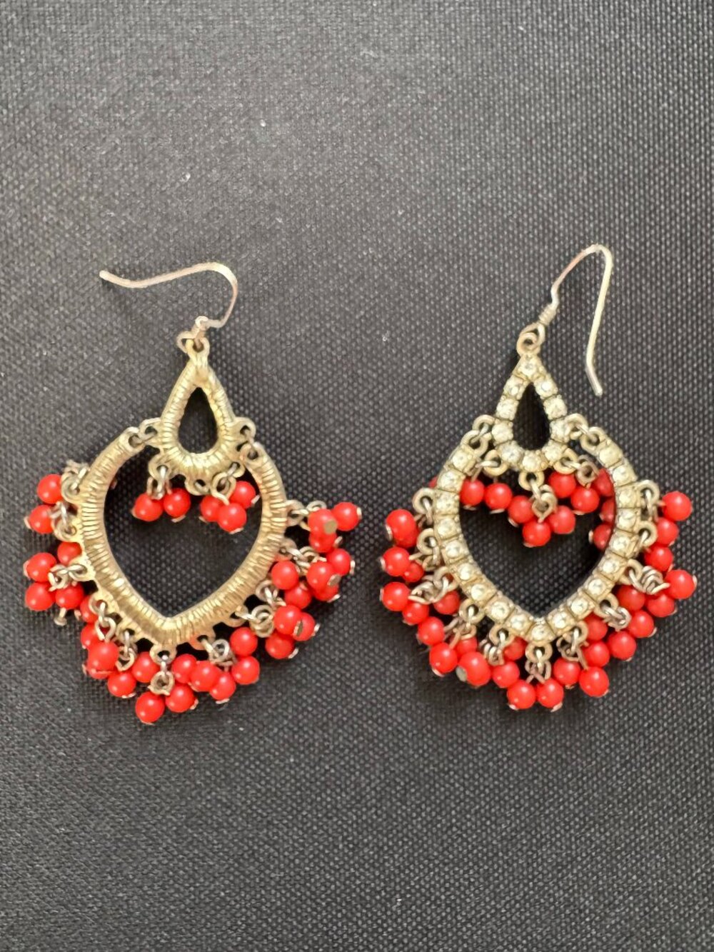 Chandelier Earrings: "Diamonds" and Wrapped Wire with Spice Colored Beads